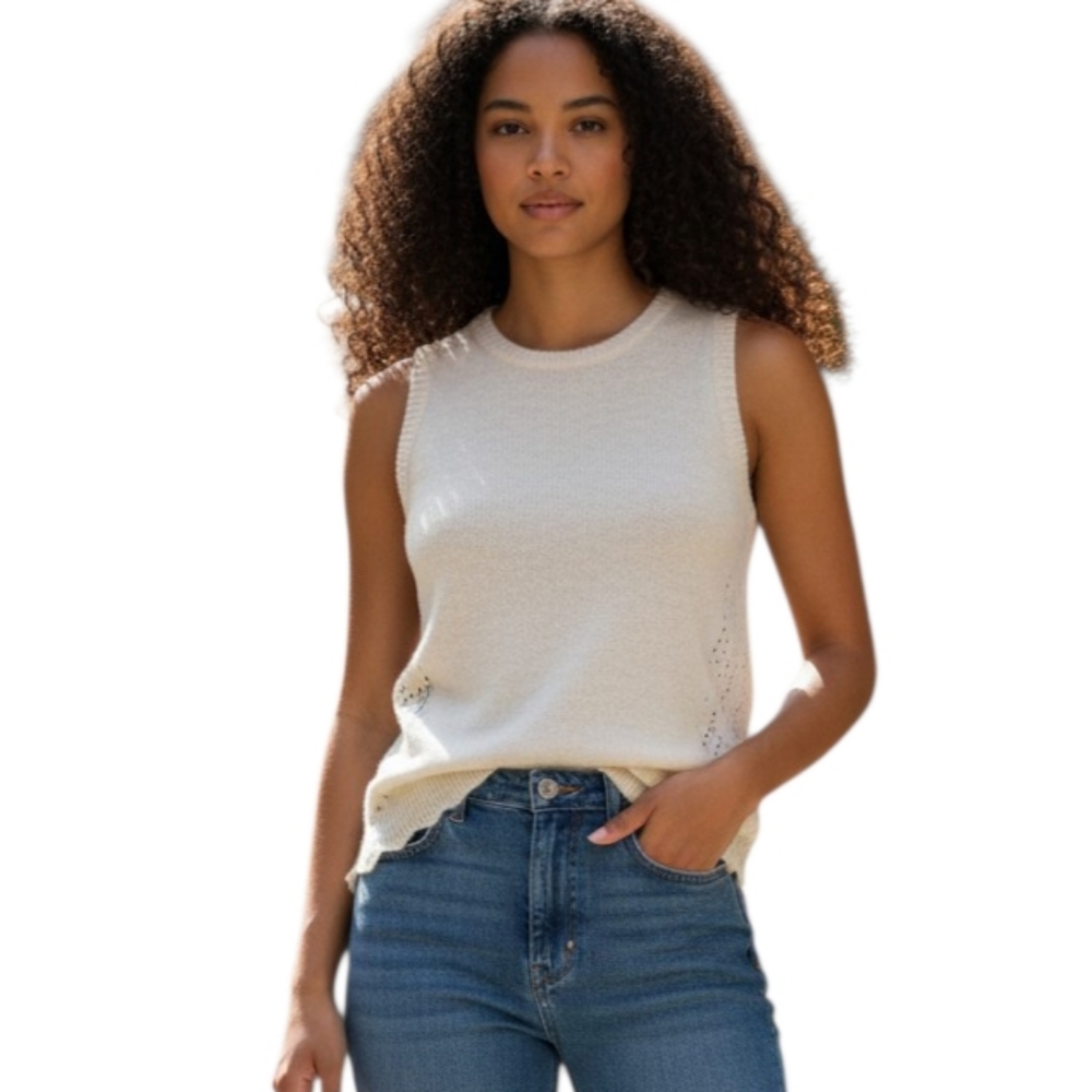 FRESHMAN 1996 CREAM CROCHET TOP SZ.S EUC.